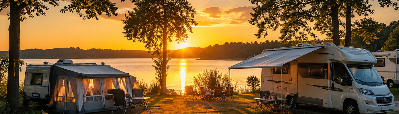 Camping-Idylle in der Abendsonne